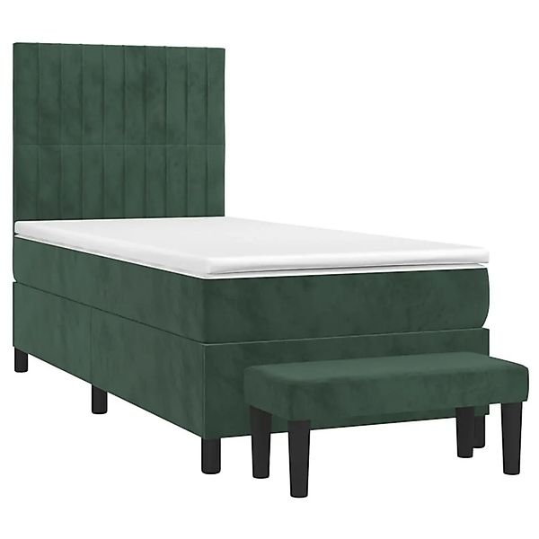 vidaXL Boxspringbett mit Matratze Dunkelgrün 90x190 cm Samt 3137938 günstig online kaufen