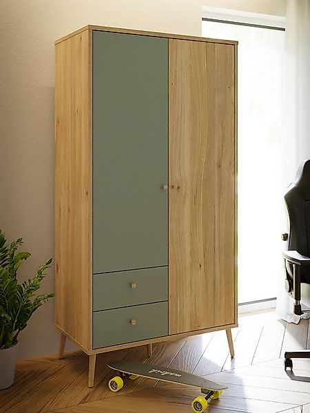 FORTE Kleiderschrank, (B/H/T ca. 94,5x185,6x52,2 cm), Salbei, Drehtürenschr günstig online kaufen