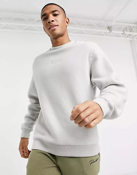 River Island – Sweatshirt aus Fleece mit Rundhalsausschnitt-Grau günstig online kaufen