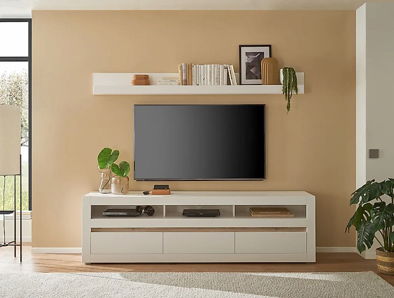 Home affaire Wohnwand "Anbauwand in Weiß Matt, Wohnzimmer-Set mit austausch günstig online kaufen