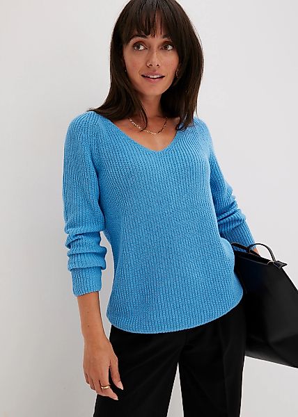 bonprix Strickpullover "Gerippter Pullover aus reiner Baumwolle" aus reiner günstig online kaufen