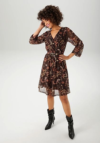 Aniston CASUAL Blusenkleid, mit dekorativer Brosche am fixiertem Bindeband günstig online kaufen