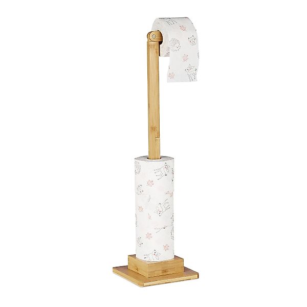 relaxdays Toilettenpapierhalter Bambus Toilettenpapierhalter stehend günstig online kaufen