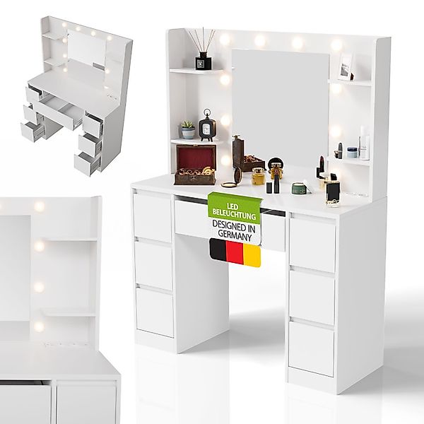 Juskys Schminktisch Malia, LED-Beleuchtung, 3 Helligkeitsstufen, günstig online kaufen