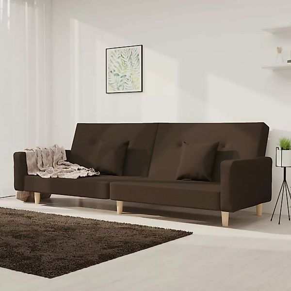 Vidaxl Schlafsofa 2-sitzer Mit 2 Kissen Braun Stoff günstig online kaufen