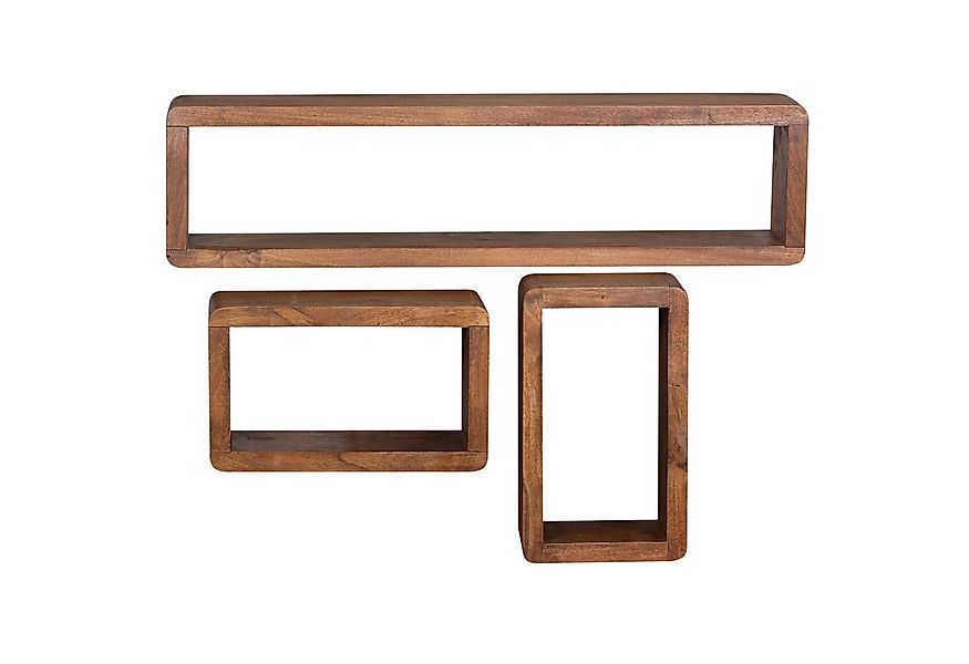 KADIMA DESIGN Wandregal Design Wandregal 3er Set BOHA Massiv Holzregale Ede günstig online kaufen