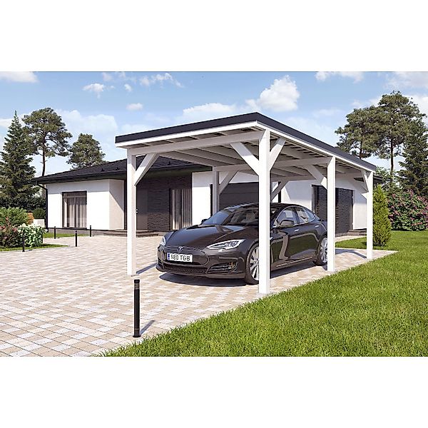 Holzbrüder Carport Ralf 18m² Reinweiß-Schwarz günstig online kaufen