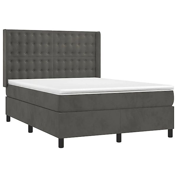 vidaXL Boxspringbett mit Matratze Dunkelgrau 140x200 cm Samt 3132922 günstig online kaufen