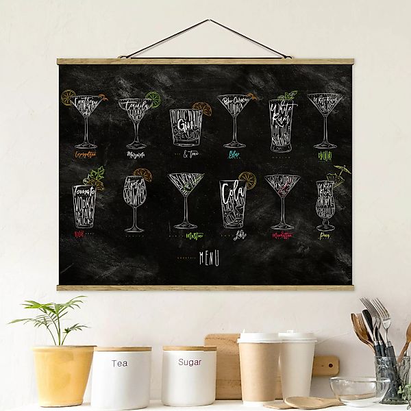 Stoffbild Spruch mit Posterleisten - Querformat Cocktail Menu günstig online kaufen