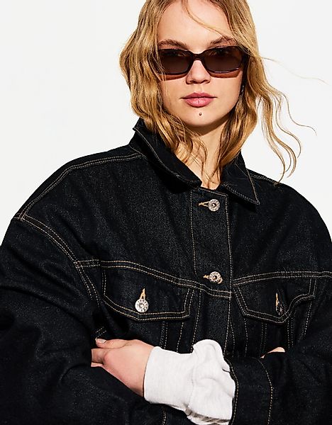 Bershka Rechteckige Retro-Sonnenbrille Damen Braun günstig online kaufen