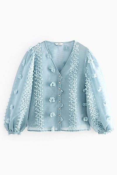Next Langarmbluse Transparente Bluse mit Puffärmeln und 3D-Tufting (1-tlg) günstig online kaufen