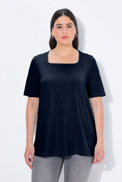 Ulla Popken T-Shirt T-Shirt A-Linie Carré-Ausschnitt günstig online kaufen