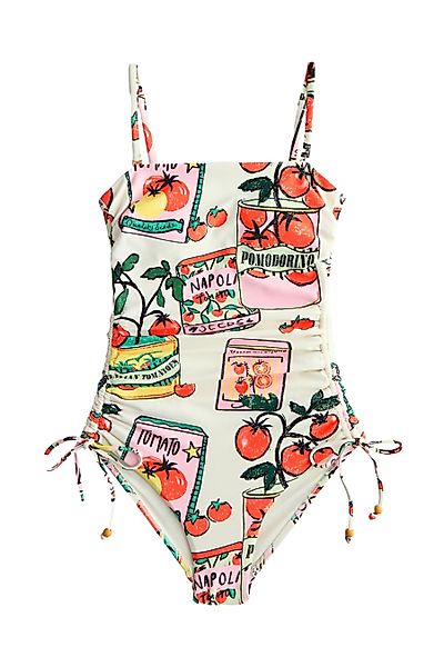 Next Badeanzug Bauchformender Bandeau-Badeanzug mit Beinrüschen günstig online kaufen