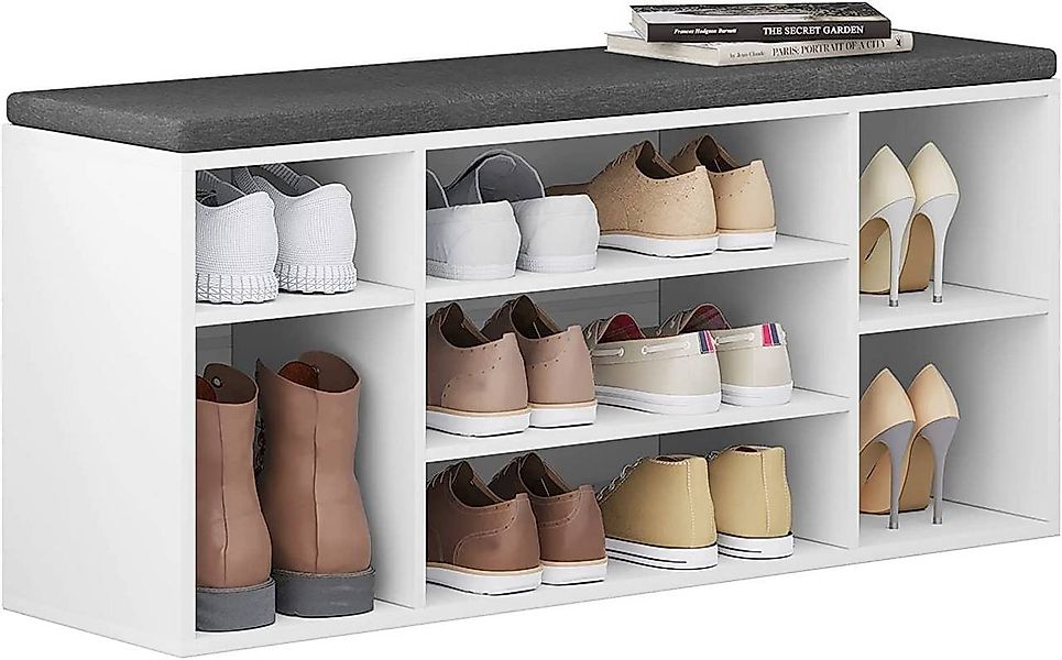 Woltu Schuhbank (1-St), Schuhregal mit Sitzbank 7 Fächern, weiß günstig online kaufen