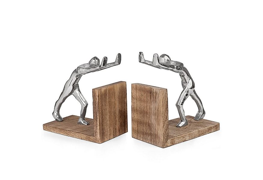 Moritz Skulptur Buchstützen Figuren Aluminium Mangoholz 2er-Set 18,5 cm, Ho günstig online kaufen