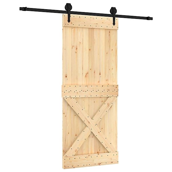 vidaXL Schiebetür mit Beschlag 85x210 cm Massivholz Kiefer 3203244 günstig online kaufen