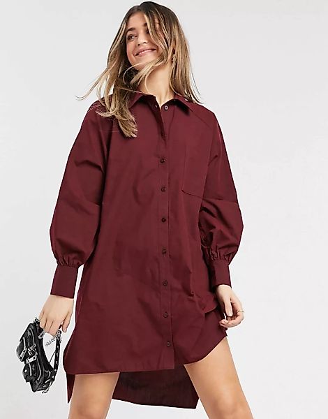 ASOS DESIGN – Übergroßes, schwarzrotes Mini-Hemdkleid im Boyfriend-Style günstig online kaufen