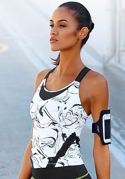 LASCANA ACTIVE Funktionsshirt "White Marble", mit gekreuzten Trägern und Me günstig online kaufen