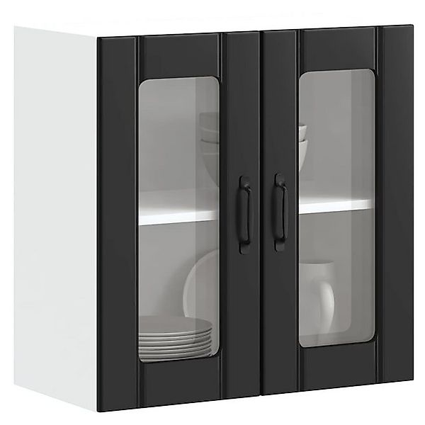 vidaXL Schrankmodule Küchen-Hängeschrank mit Glastür Lucca Schwarz Holzwerk günstig online kaufen