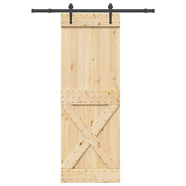 vidaXL Schiebetür mit Beschlag 80x210 cm Massivholz Kiefer 3332785 günstig online kaufen