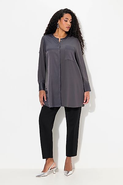 Ulla Popken Tunika Satintunika Patchlook Stehkragen günstig online kaufen