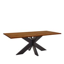 Holztisch massiv Zerreiche braun geölt Metall Spider Gestell günstig online kaufen