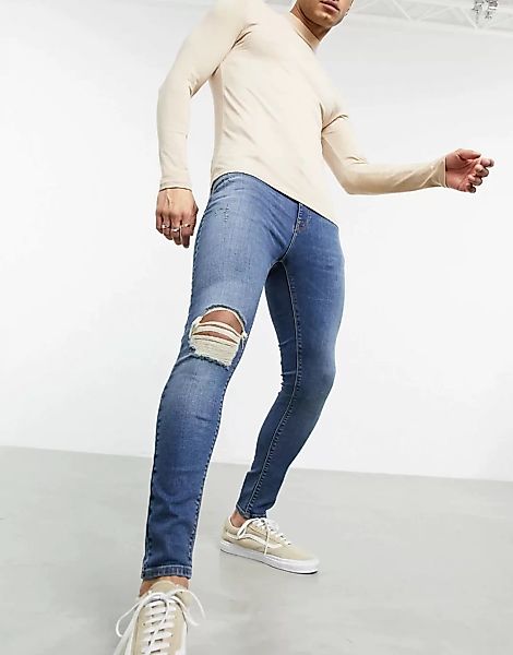 ASOS DESIGN – Hautenge Jeans mit Power-Stretch in dunkler Vintage-Waschung günstig online kaufen