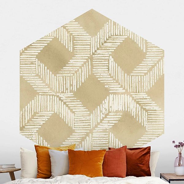 Hexagon Mustertapete selbstklebend Sandfarbene moderne Geometrie II günstig online kaufen
