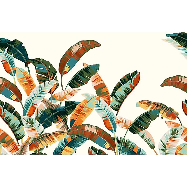 Rasch Digitaltapete Florentine III 485943 Palmenblätter Dunkelrot 3x4 m günstig online kaufen