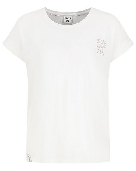 SUBLEVEL T-Shirt Damen Shirt Turn-Up Ärmel Weiches Basic Shirt Rundhals Kur günstig online kaufen