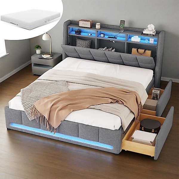 OKWISH Polsterbett Stauraumbett Kinderbett Gästebett Funktionsbett günstig online kaufen