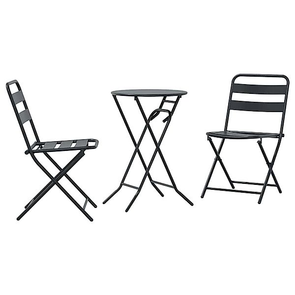 vidaXL 3-Teiliges Klappbares Bistro-Set in Anthrazit aus Stahl 42010316 günstig online kaufen