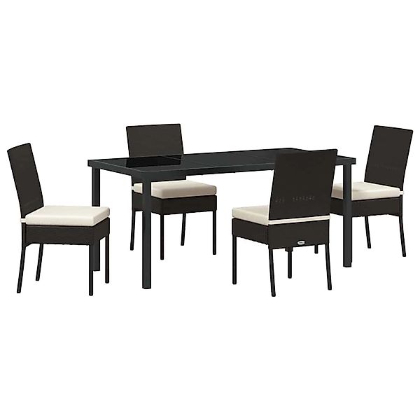 vidaXL Garten Essgruppe 5-Tlg Schwarz Poly Rattan 3379208 günstig online kaufen