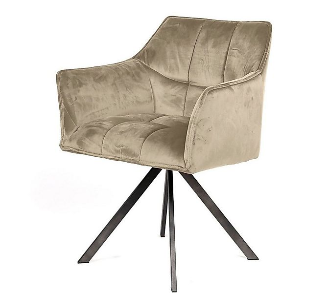 Vintagehaus Drehstuhl Esszimmerstuhl Drehstuhl Raster Armlehnen Samt günstig online kaufen