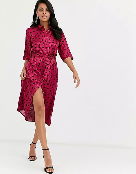 Closet London – Hemdkleid mit übergroßem Farbklecksmuster in Pink und Schwa günstig online kaufen