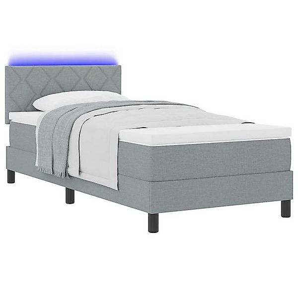 vidaXL Bett Boxspringbett mit Matratze & LED Hellgrau 90x200 cm Stoff (1-tl günstig online kaufen