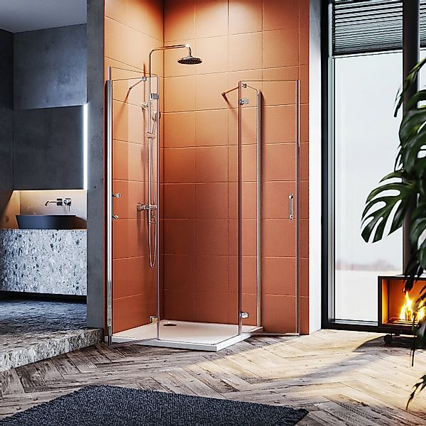 SONNI Eckdusche Duschkabine Sicherheitsglas Scharniertür Dusche günstig online kaufen