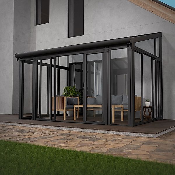 Juskys Wintergarten, Aluminium, verschließbar, inkl. Regenrinne, günstig online kaufen