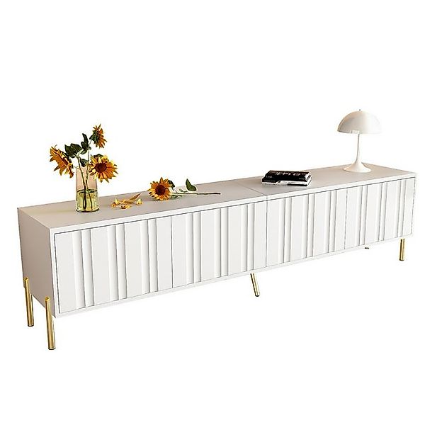 Yorbay TV-Schrank mit Goldbeinen & Rillendesign (190x38x48 cm) 4 Türen + 8 günstig online kaufen