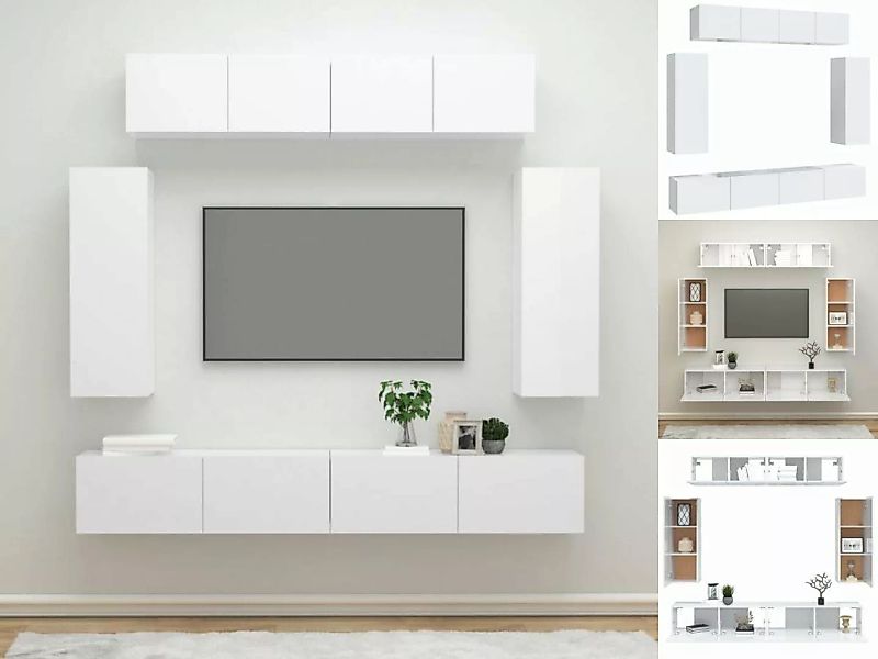 vidaXL Kleiderschrank 6-tlg TV-Schrank-Set Hochglanz-Weiß Holzwerkstoff günstig online kaufen