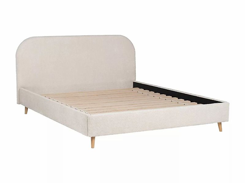 Doppelbett - Bouclé-Stoff - 160 x 200 cm - Elfenbeinfarben - SANTADI günstig online kaufen