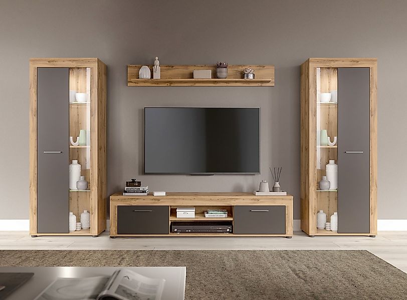 INOSIGN Wohnwand Aosta, Breite 310cm, best. aus: 2x Vitrine, Lowboard, Wand günstig online kaufen