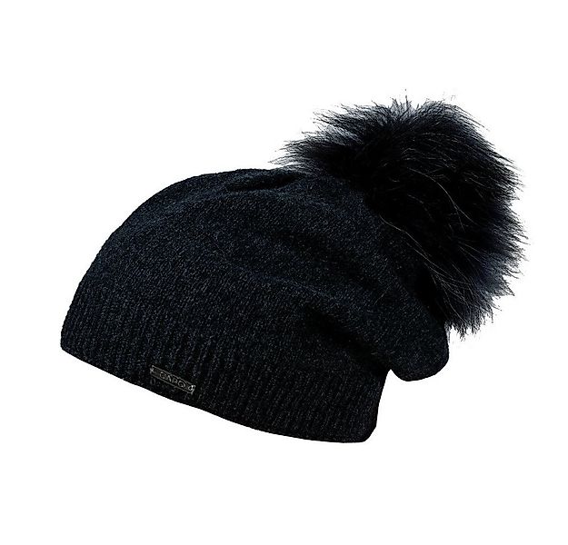 CAPO Strickmütze Strickmütze, Kaschmir Kunstfellpompon, Fleecestreifen (1-S günstig online kaufen