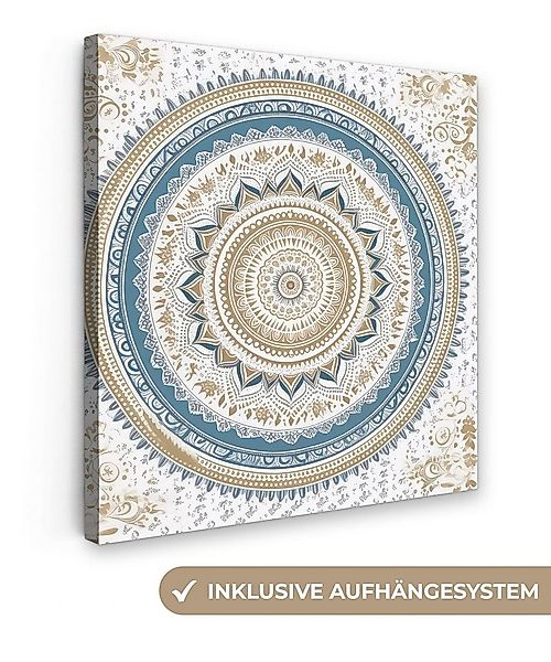 OneMillionCanvasses® Leinwandbild Mandala - Blau - Bohème - Weiß - Design, günstig online kaufen