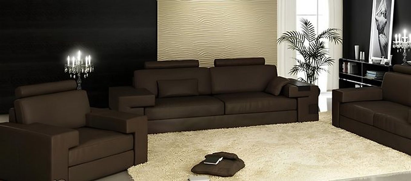 Xlmoebel Sofa Braunes Ledersofa Set Nassau mit 3-Sitzer, 2-Sitzer und Einze günstig online kaufen