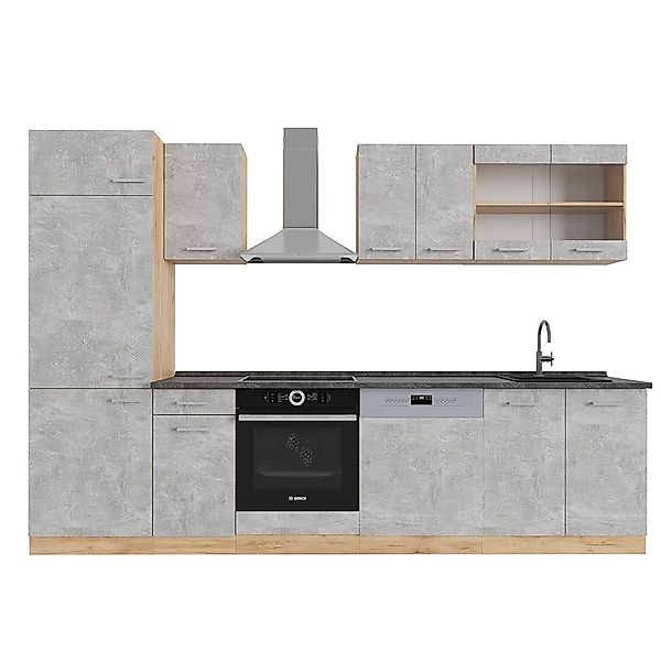 Vicco Küchenzeile R-Line, Beton/Goldkraft Eiche, 300 günstig online kaufen