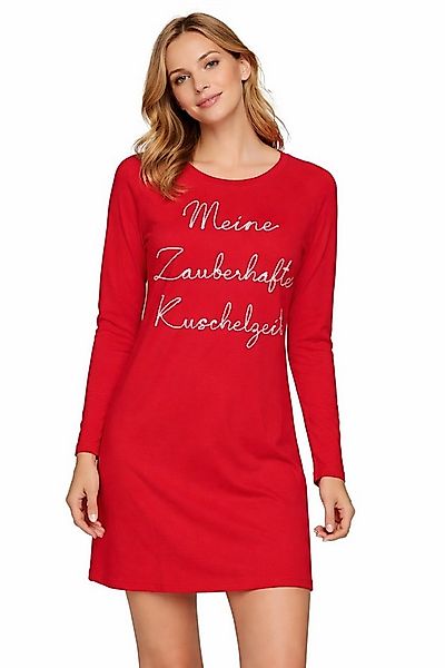 Louis & Louisa Schlafanzug Nachthemd Damen - KUSCHELZEIT - rot günstig online kaufen