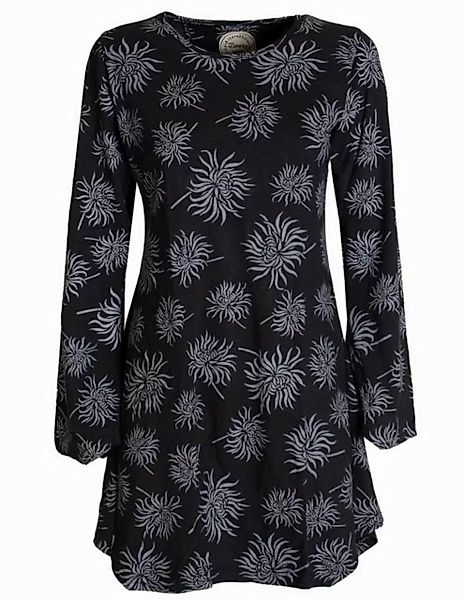 Vishes Tunikakleid Langarm Damen Blumen-Tunika Shirt-Kleid Glockenärmel Bau günstig online kaufen