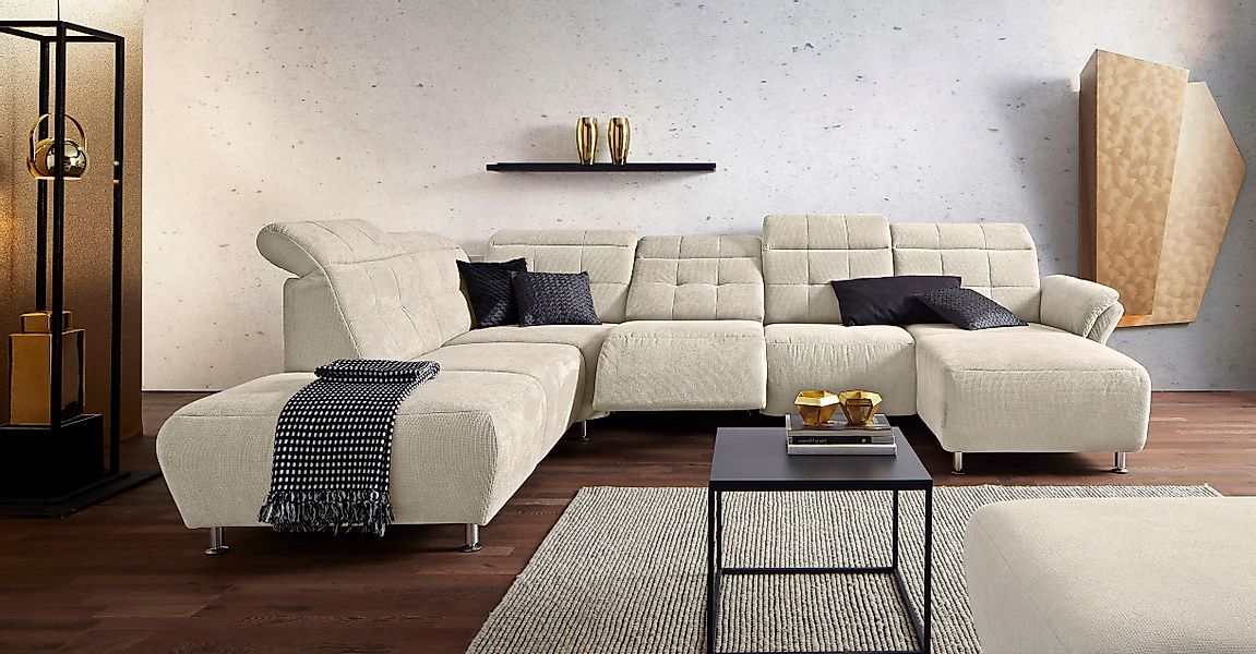 PLACES OF STYLE Wohnlandschaft »Manhattan U-Form« 2 Sitze mit elektrischer günstig online kaufen