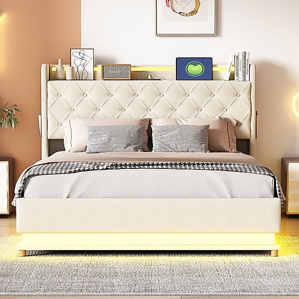 OKWISH Polsterbett Funktionsbett mit USB-Ladeanschluss und günstig online kaufen